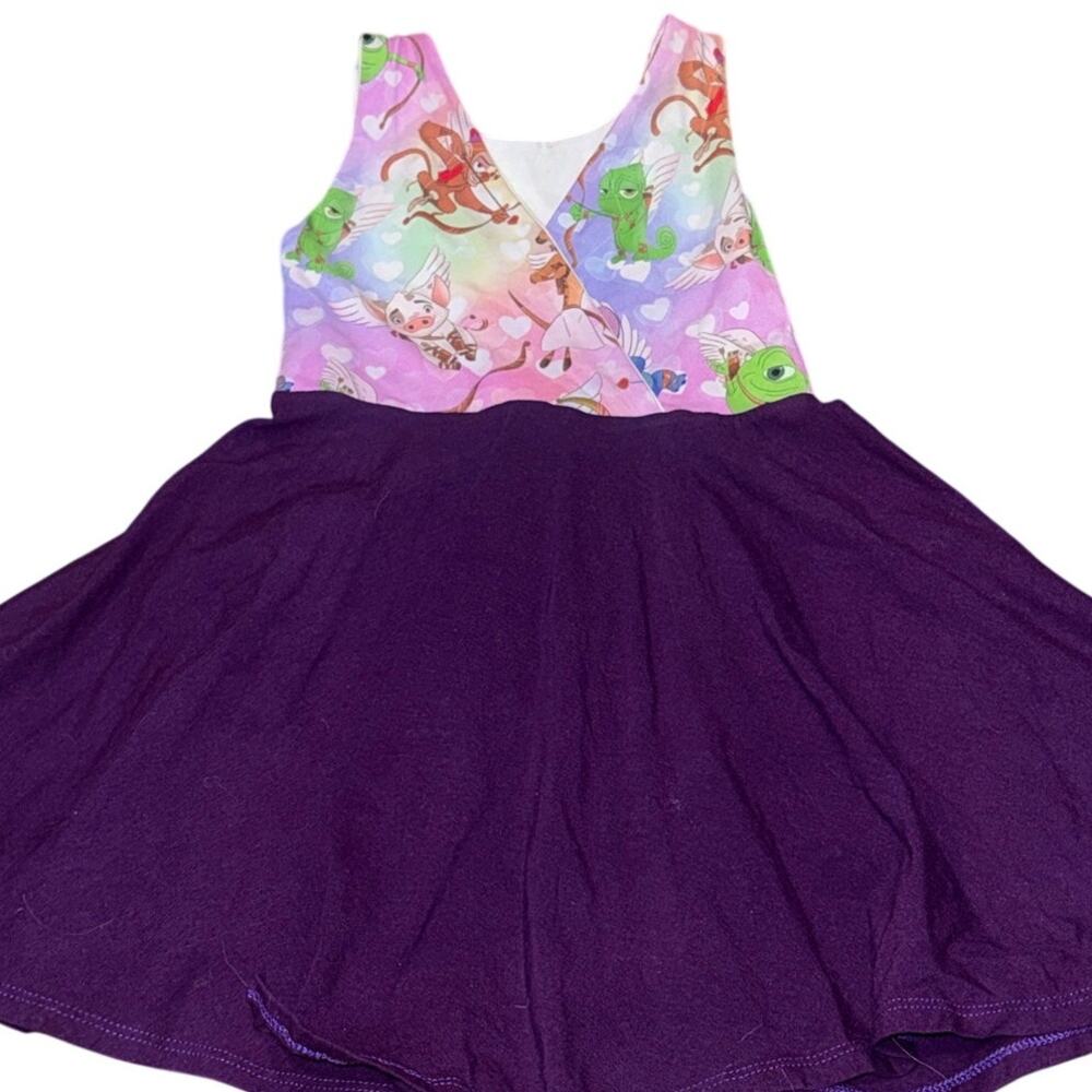 Disney Sidekicks Dress 3T Stitch Olaf Pascal Boutique Twirl Purple Malia & Kai